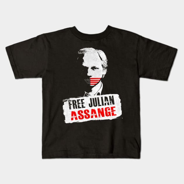 Free Julian Assange Kids T-Shirt by kurticide